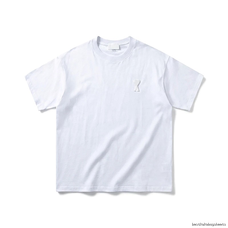 AMI Embroidered Minimalist Style White T-shirt