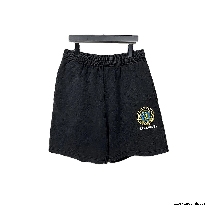 Balenciaga badge-style black shorts