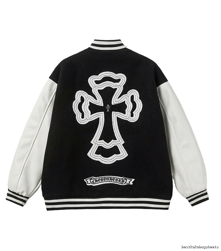Chrome Hearts Cross Black and White Baseball Jacket
