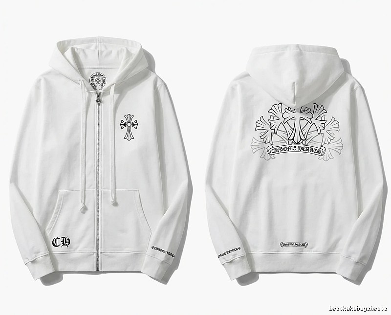 Chrome Hearts Cross Trendy and Cool Style White Sweatshirt