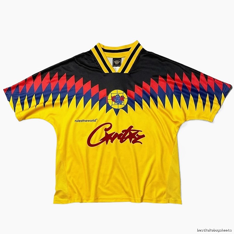 Corteiz sporty yellow and black short-sleeved shirt