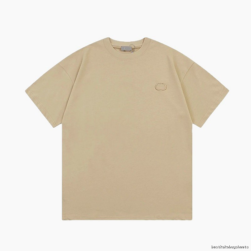 Dior Embroidered Minimalist Style Khaki Short-sleeve T-shirt
