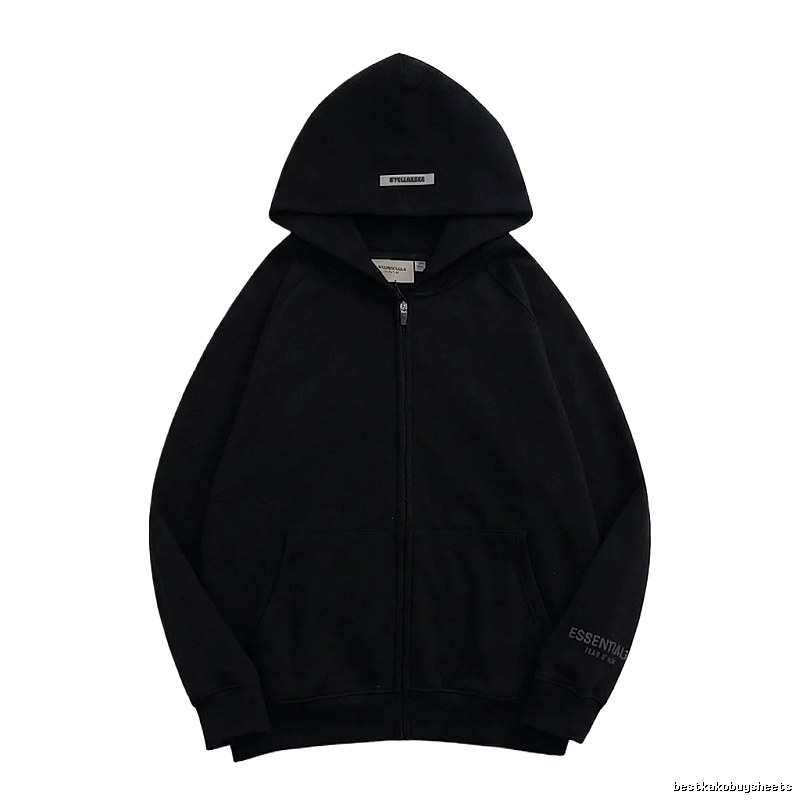 ESSENTIALS minimalist style black hoodie