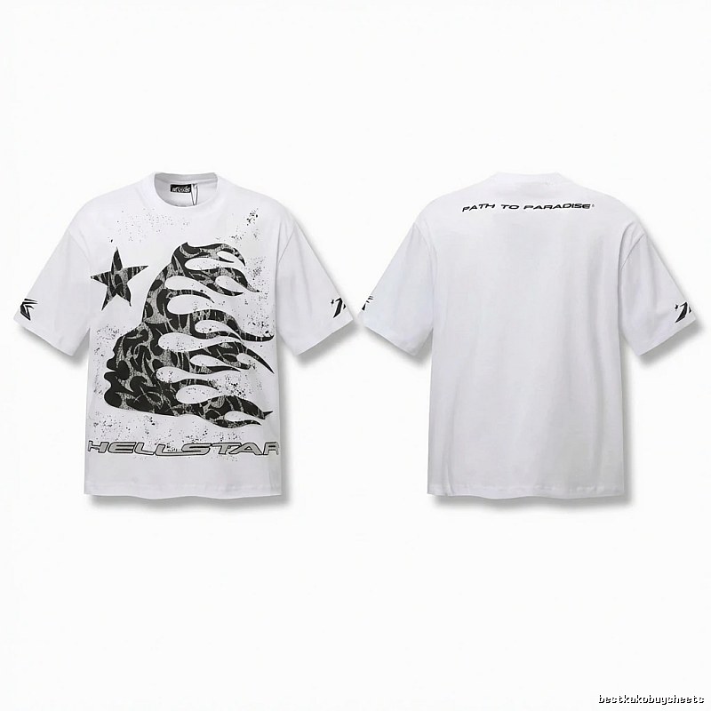 Hellstar Flame Print Style White T-shirt