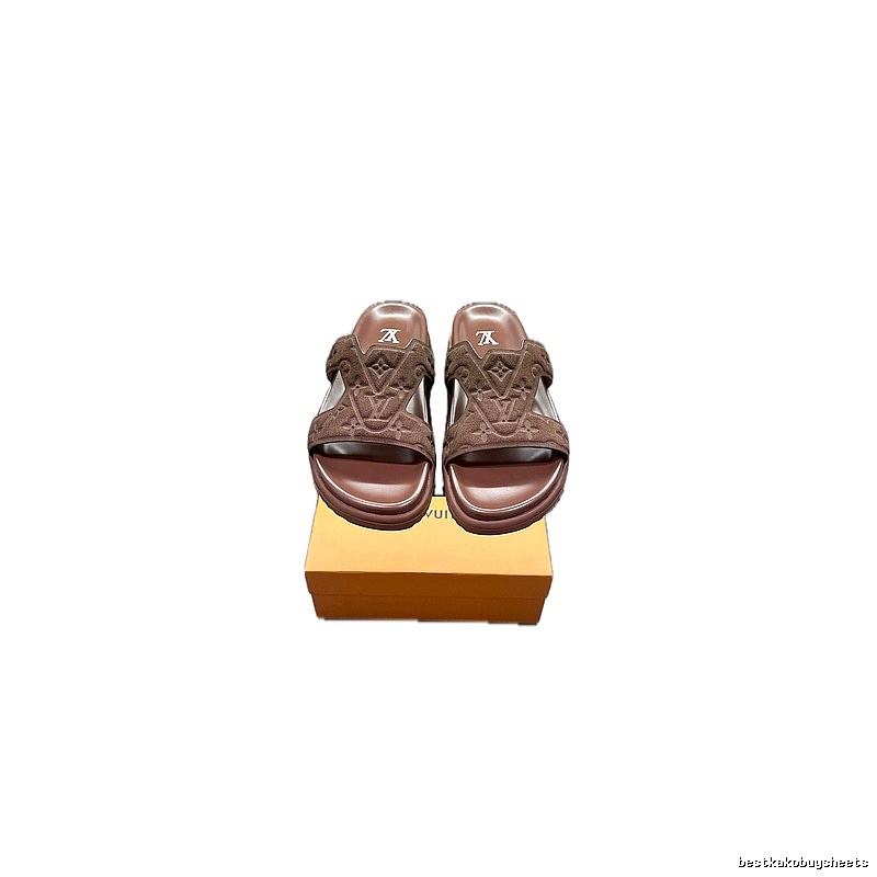 Louis Vuitton Classic Monogram Light Luxury Style Brown Slippers