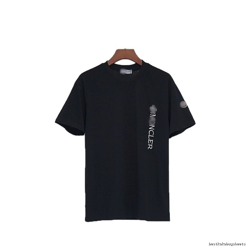Moncler Letter Print Minimalist Style Black T-Shirt