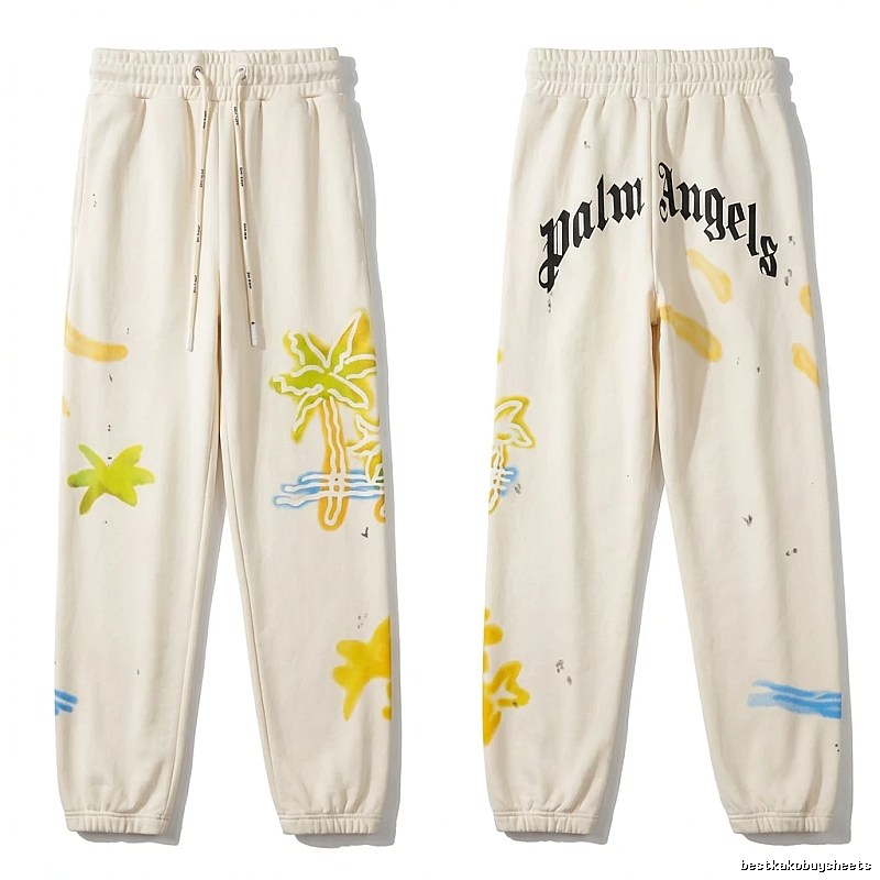 Palm Angels Graffiti Style White Sweatpants