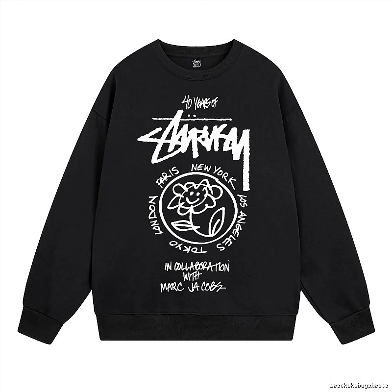 Stussy Black Style 539 Graphic SweatShirt Campus Look