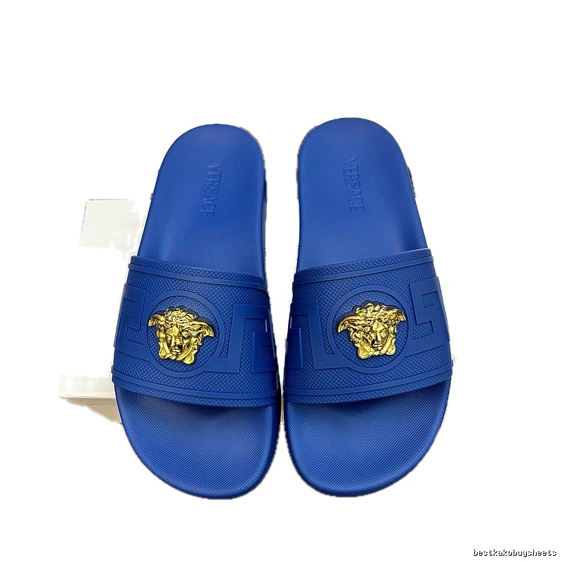 Versace Medusa Luxury Style Royal Blue Slide Sandals