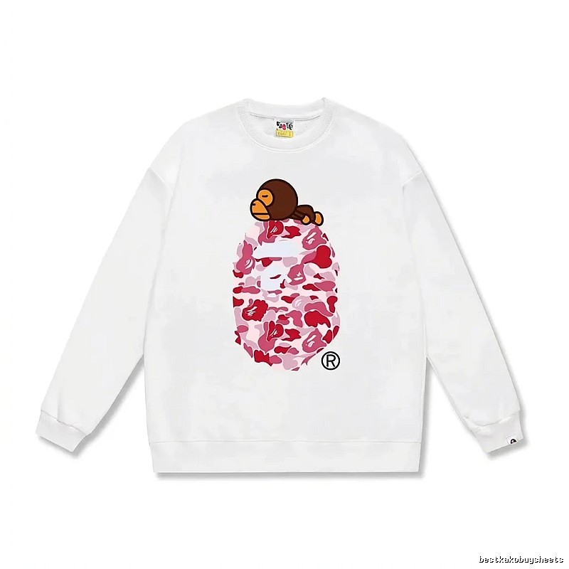 White hoodie in the style of Bape ape man camouflage