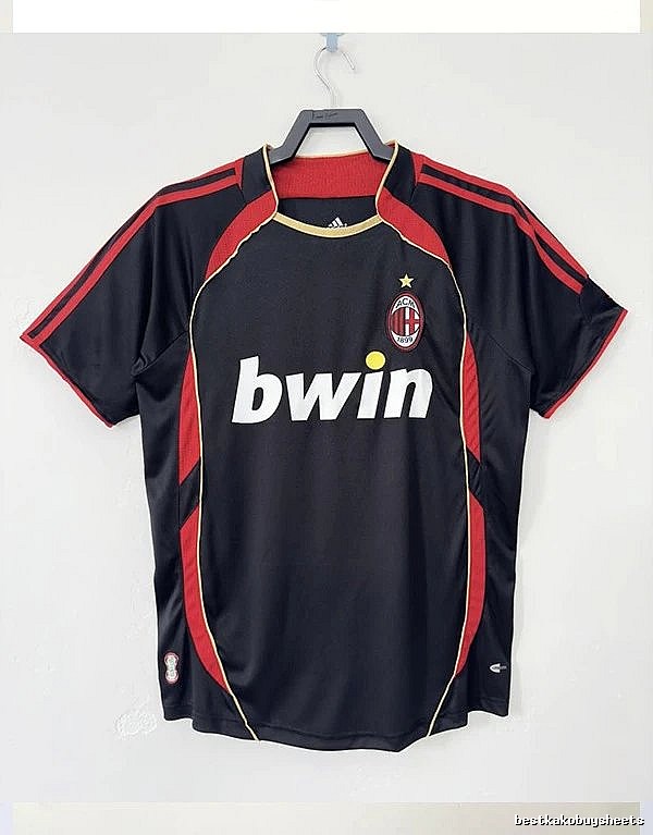 AC Milan Relaxed Retro soccer jersey Red Black Striped with Designer-Inspired Detail