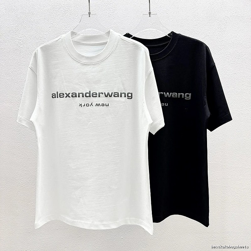 Alexander Wang Trendy Letter Style Black and White Short-Sleeve T-Shirt