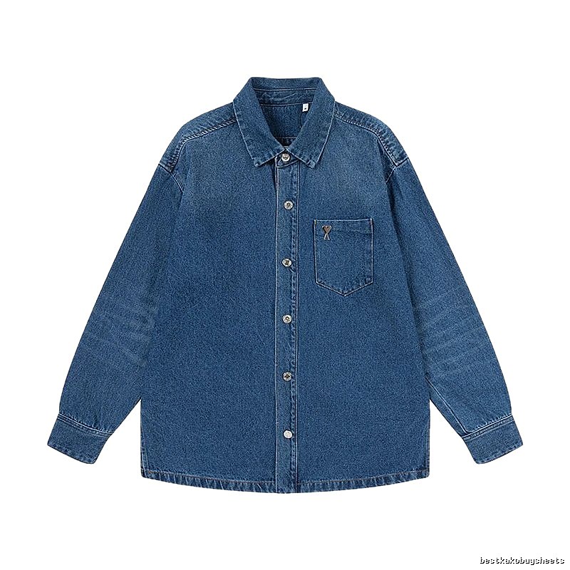 AMI Denim Blue Retro Style Denim Shirt