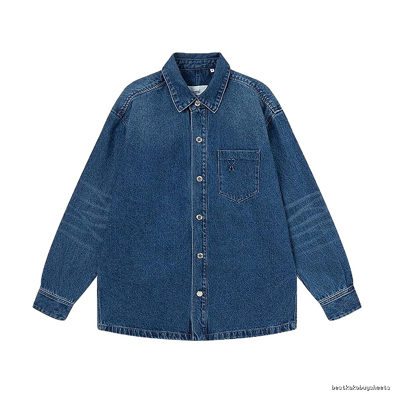 AMI Denim Style Dark Blue Shirt