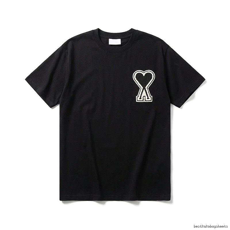 AMI Heart-shaped Pattern Black T-shirt