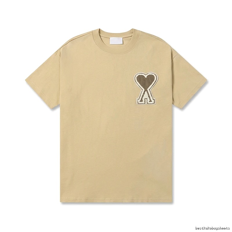 AMI Love Embroidery Khaki T-shirt