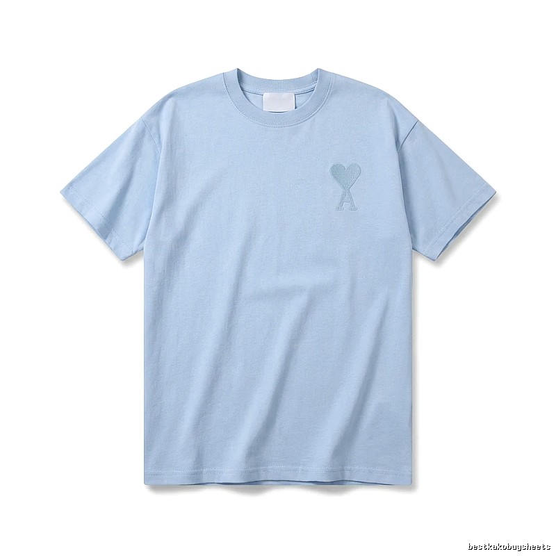 AMI Love Heart Pattern Light Blue T-shirt