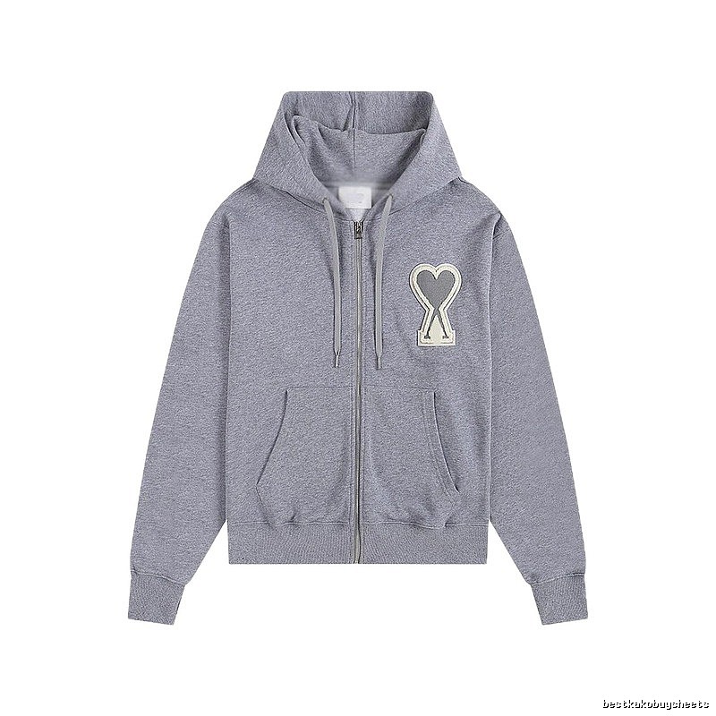 AMI Love Series Grey Zip-Up Hoodie