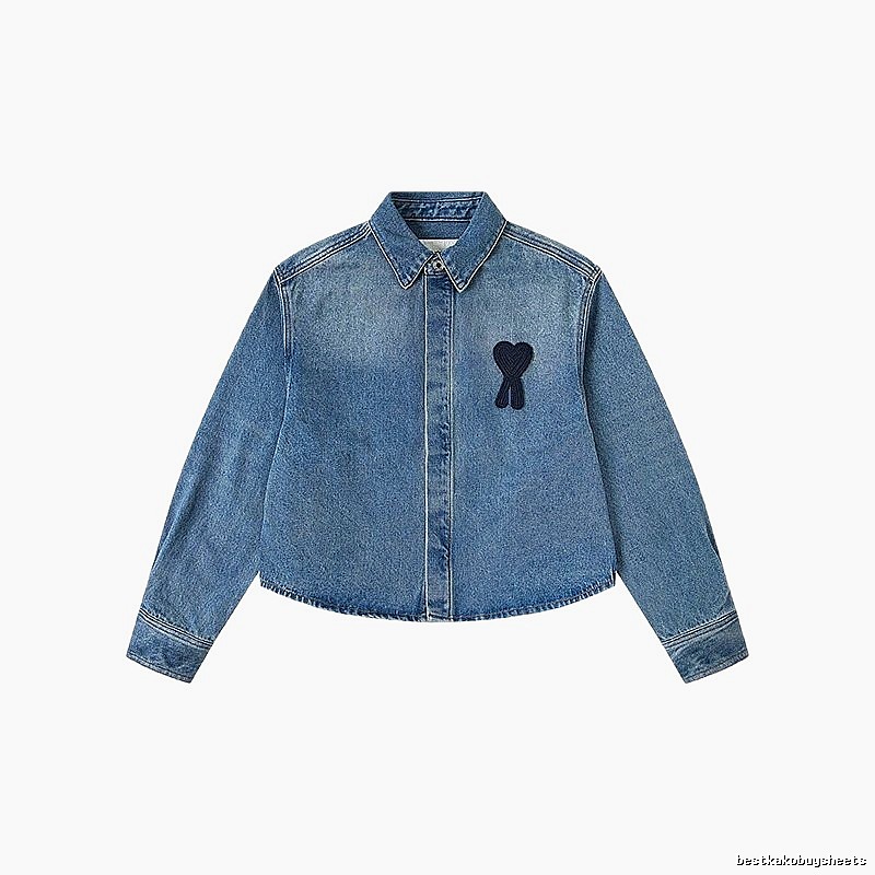 AMI Love Style Denim Blue Shirt