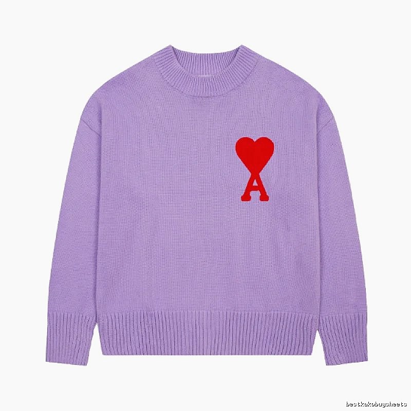 Ami Paris Casual Heart logo sweater Green Knit Top for Streetwear Looks