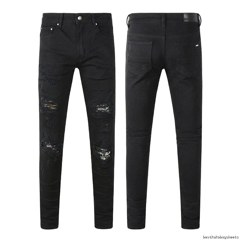 AMI Ripped Trendy Cool Black Jeans