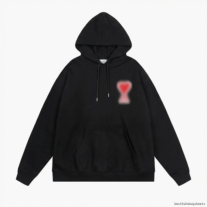 AMI Trendy Brand Love Simple Style Black Hoodie