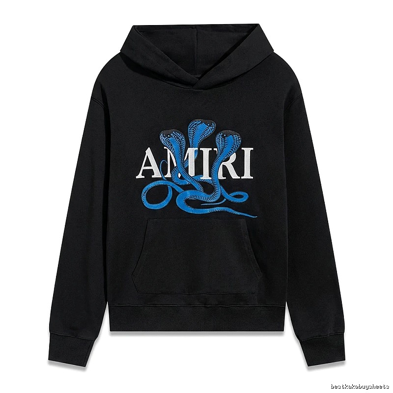 AMIRI black hoodie with snake - pattern printing