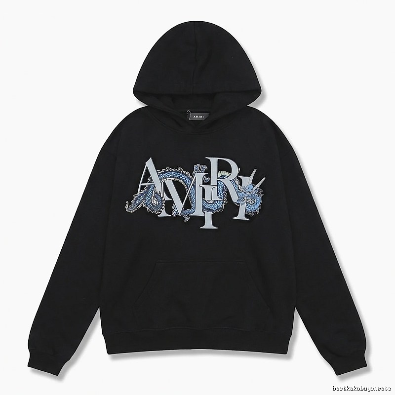 AMIRI Dragon-Patterned Trendy and Cool Black Sweatshirt