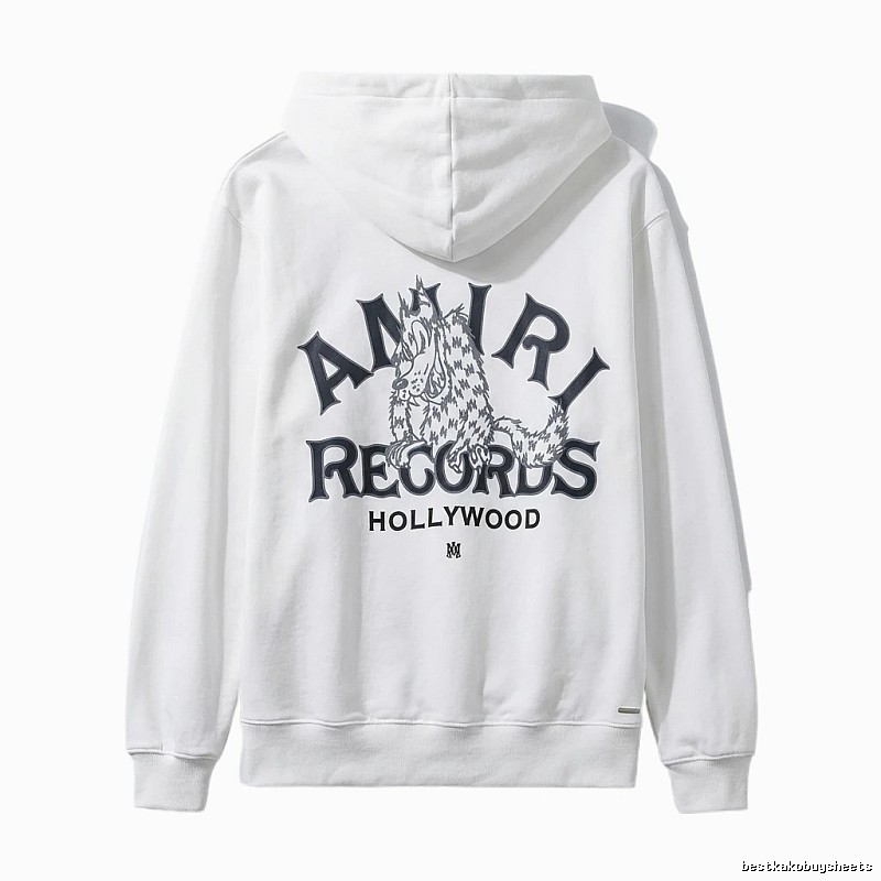AMIRI RECORDS Series White Trendy and Cool Sweatshirt