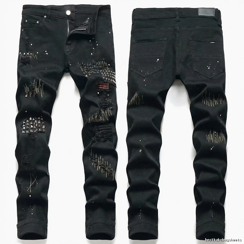 AMIRI Ripped Trendy Black Pants