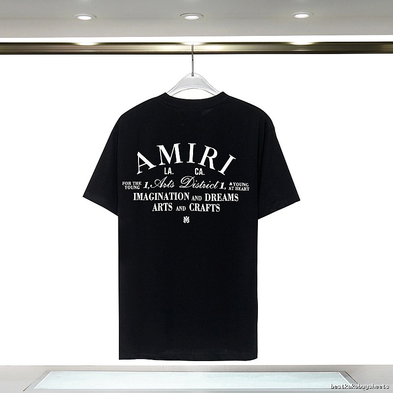 Amiri Travel Graphic T-shirt White Blue Amiri with Soft Visual Tone
