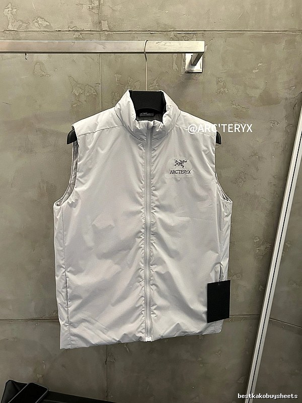 Arc'teryx Light Gray Lightweight Shell Vest with sleeveless profile