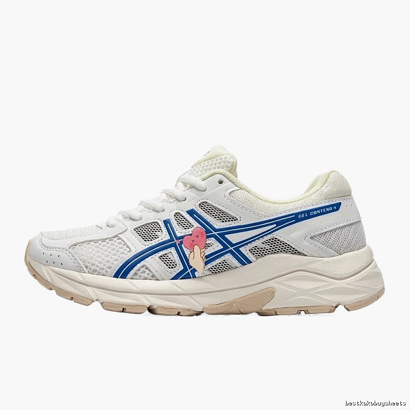 ASICS retro-style white and blue sports shoes