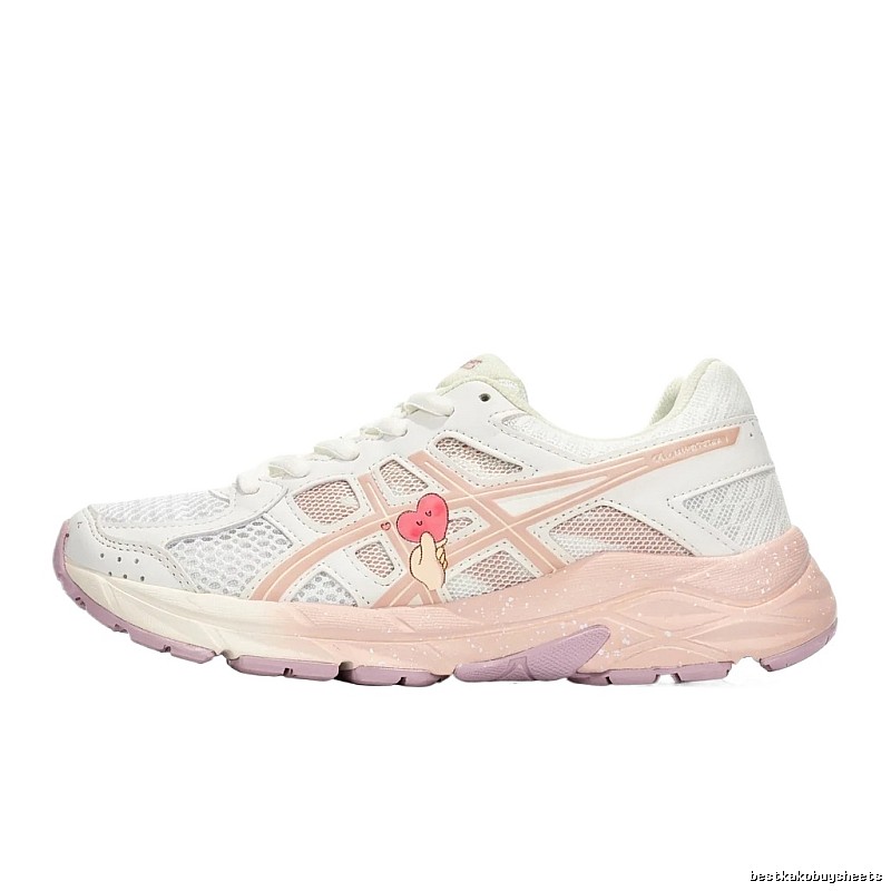 ASICS retro-style white and pink sports shoes
