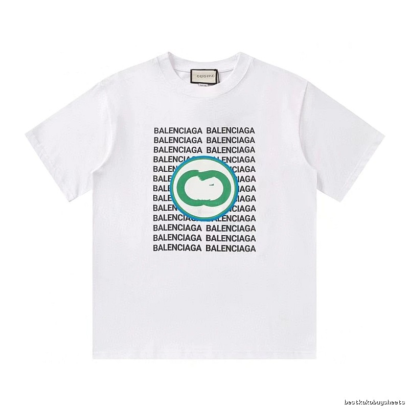 Balenciaga All-over Print Trendy Style White T-Shirt