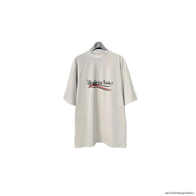 Balenciaga alphabet-style white T-shirt.