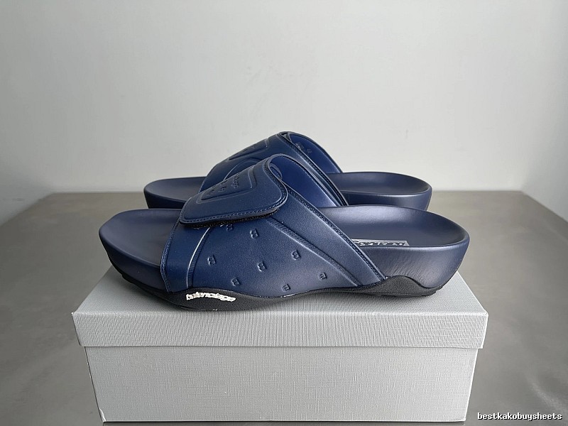 Balenciaga Classic Embossed Trendy Cool Style Navy Blue Slippers