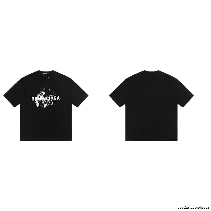 Balenciaga Distressed Print Cool Trendy Black T-Shirt