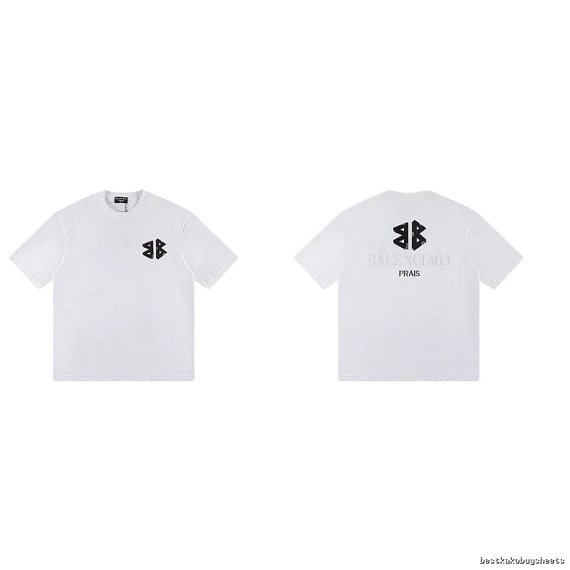 Balenciaga Double-B Print Street Style White T-Shirt