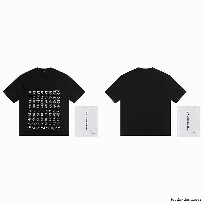 Balenciaga Emoji Printed Street Style Black T-Shirt
