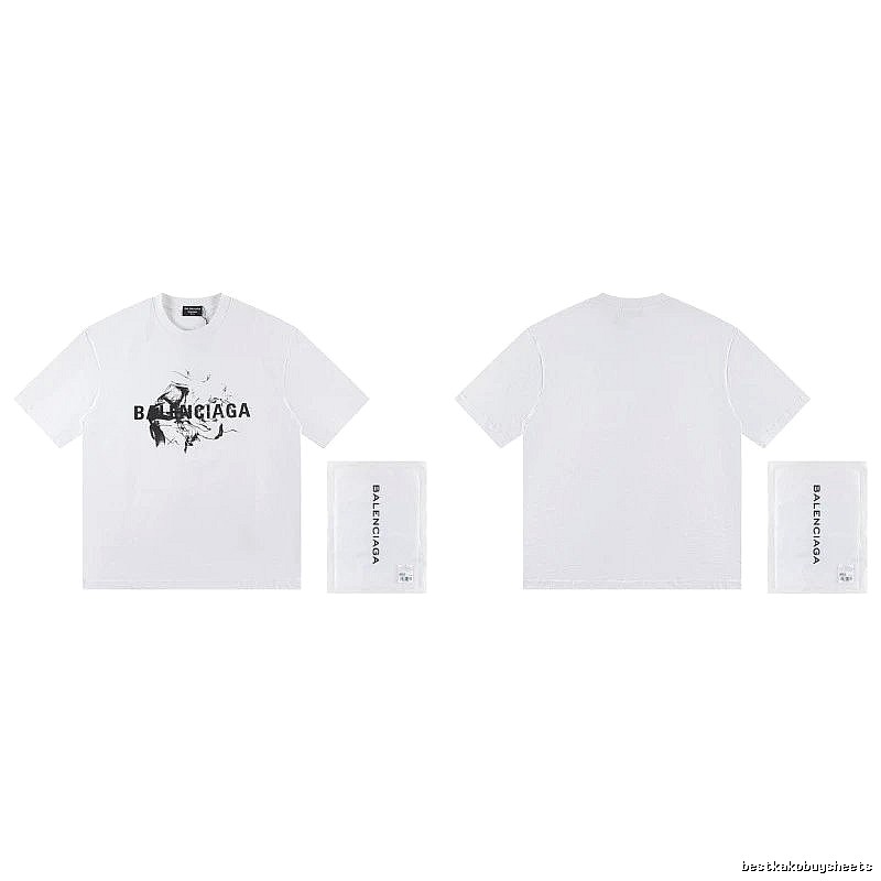 Balenciaga Graffiti Print Street Style White T-Shirt