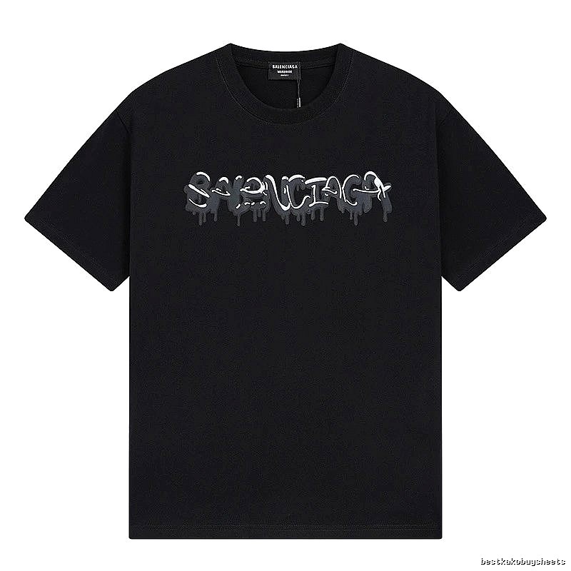 Balenciaga Graffiti Street Style Black Short Sleeve T-shirt
