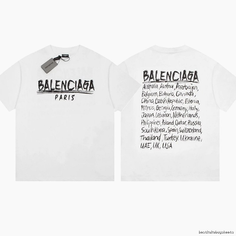 Balenciaga Graffiti Street Style White Short Sleeve T-Shirt