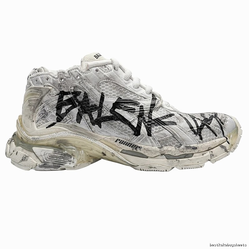 Balenciaga graffiti-style white shoes