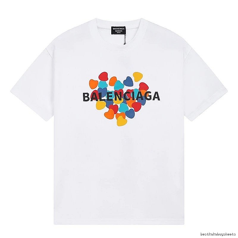 Balenciaga Heart Print Streetwear Brand White T-Shirt