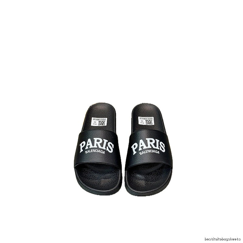 Balenciaga PARIS Print Trendy Black Slippers