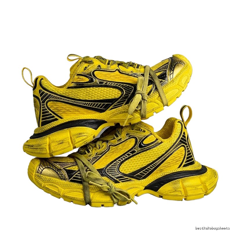 Balenciaga retro-style yellow and black sports shoes