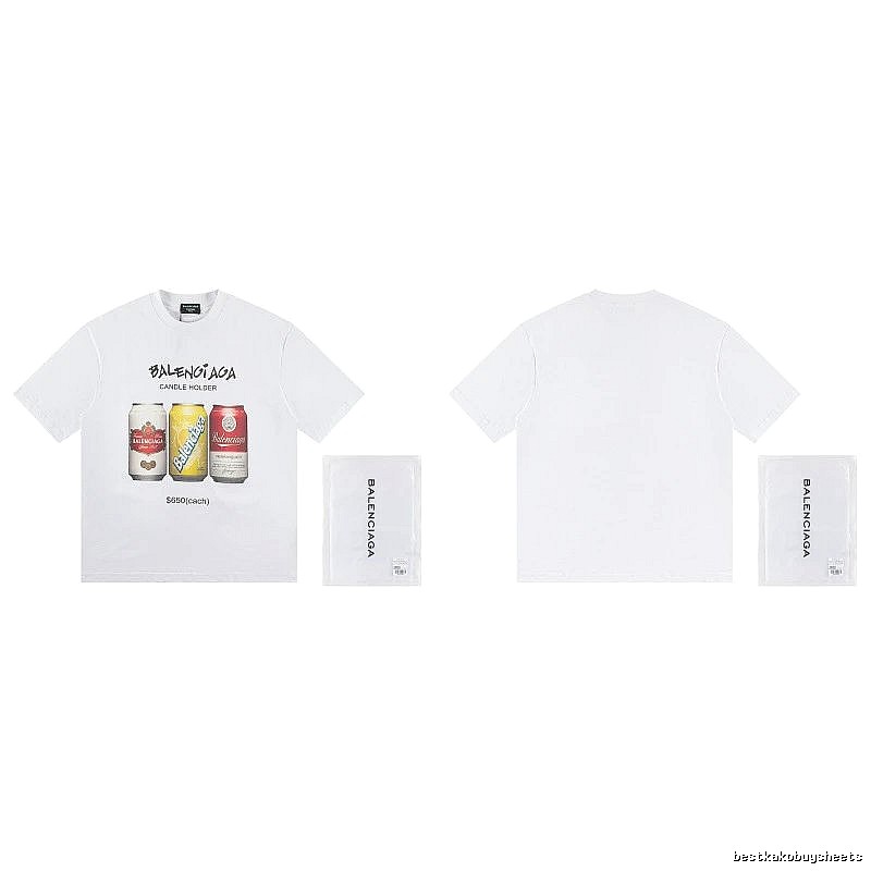 Balenciaga Trendy White T-Shirt with Soda Can Print