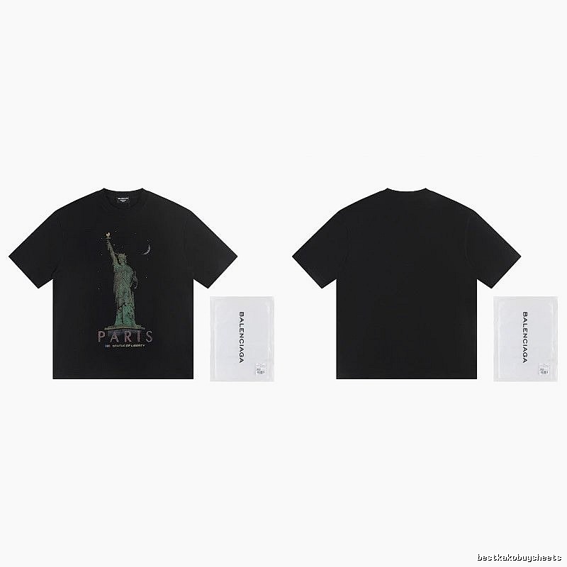 Balenciaga Vintage Style Statue of Liberty Black T-Shirt