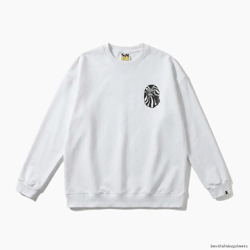 Bape Ape Head Minimalist Style White Sweatshirt